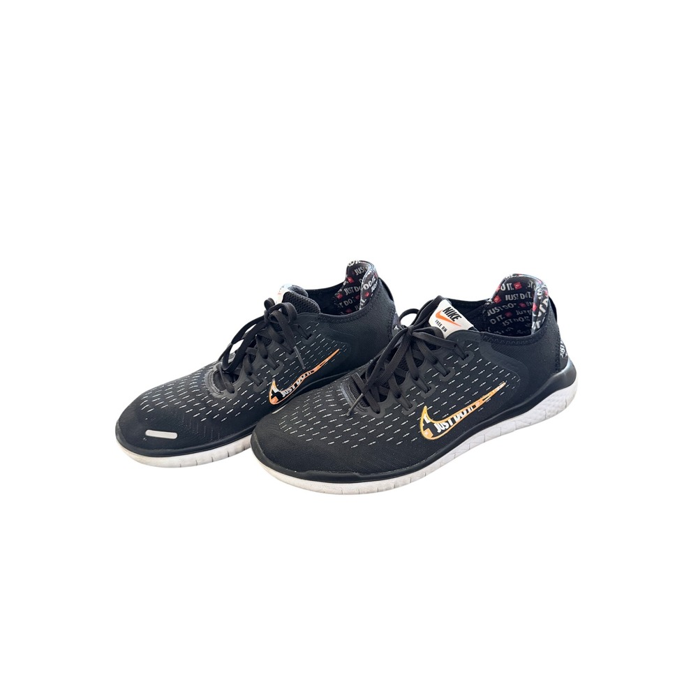 Nike Free RN Just Do It Black Orange Running Shoes Mens Low Top Sneakers
